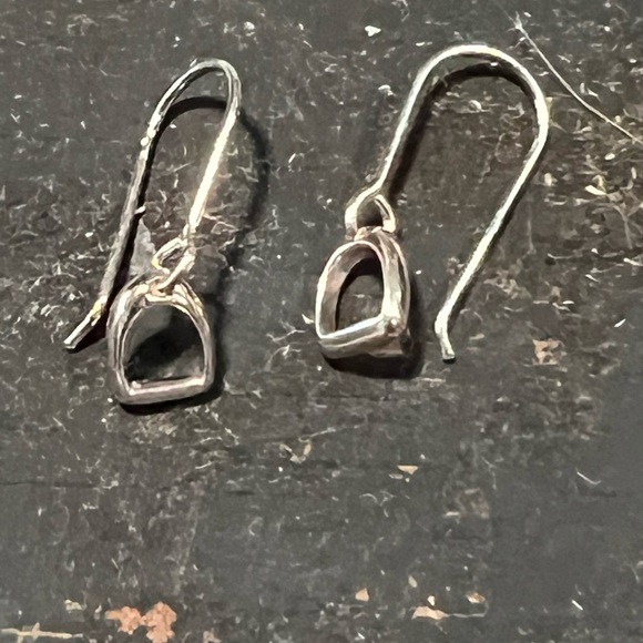 Sterling Silver Stirrup Hanging Earrings - Picture 2 of 2